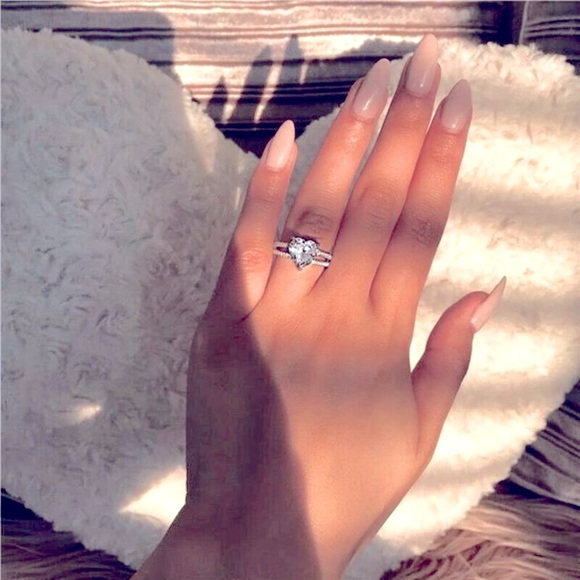 New Eternity 925 Silver Princess Cut Diamond Heart Ring - Picture 4 of 4